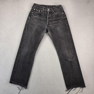 VTG Levis Jeans Womens 24x24 Black Straight Leg Button Fly Made USA 90s Raw Hem